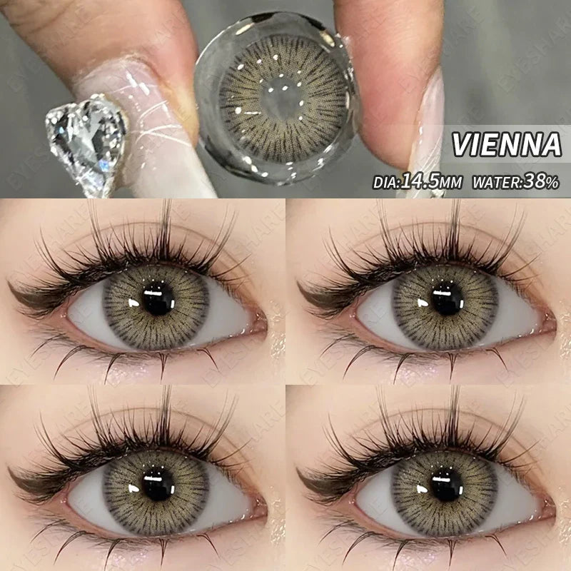 Aichashi 1 Pair New Fashion Blue Color Contact Lenses for Eyes Natural Brown Eyes Contacts Lenses Yearly Gray Colorful Eyes Lens