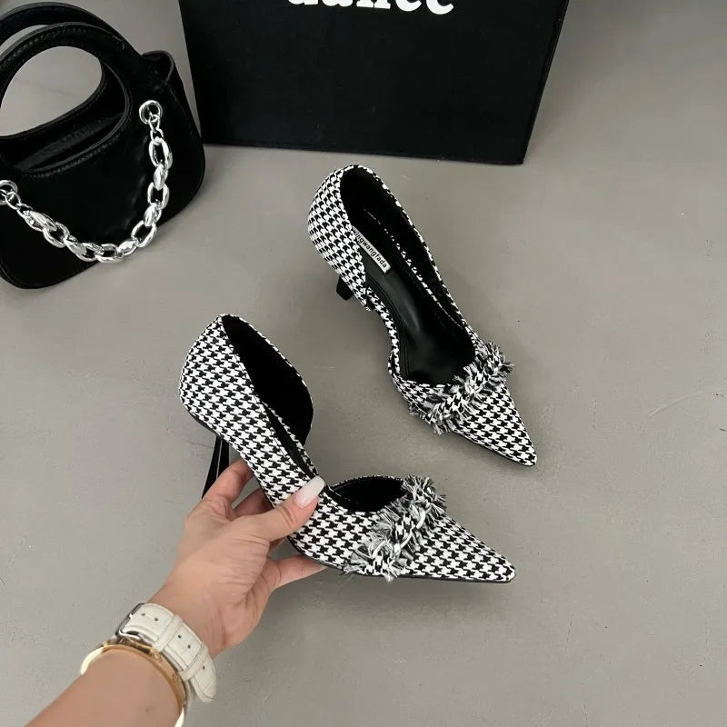 aichashi  -  Women Pumps Summer Commuter Office Lady Elegant High Heels Pointed Black White Fashion Dress Sexy Wedding Salto Alto Feminino