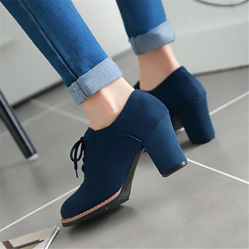 aichashi  -  High Quality New Suede Square Heel Women Pumps Fashion Elegant Ladies Autumn High Heels Office Shoes Work Shoes Plus Size 32-43