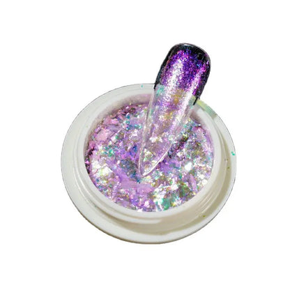 0.2g/jar Aurora Chrome Unicorn Nail Pigment Rainbow Mirror mermaid Nail Art Powder With 1-Sponge-Stick Unicorn Mirror Powder F-t