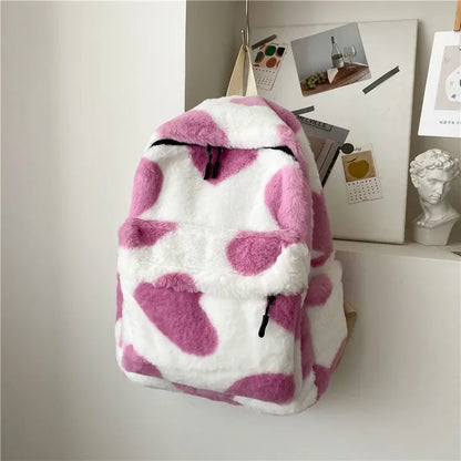 Aichashi Heart Plush Cartoon Backpack Girl Plush Backpacks Cute Fur Backpacks Children School Bags Kids Gift Book Bag Mochilas Para Mujer