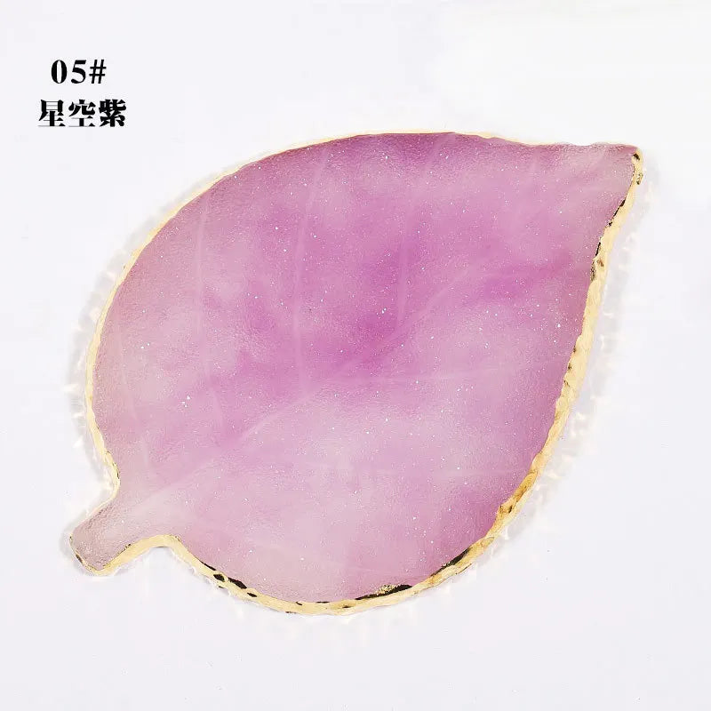 Aichashi 1 Pcs Leaf Resin Agate Nail Color Palette Gel Polish Pallet Mixing Drawing Paint Plate Manicure Nails Art Display Shelf