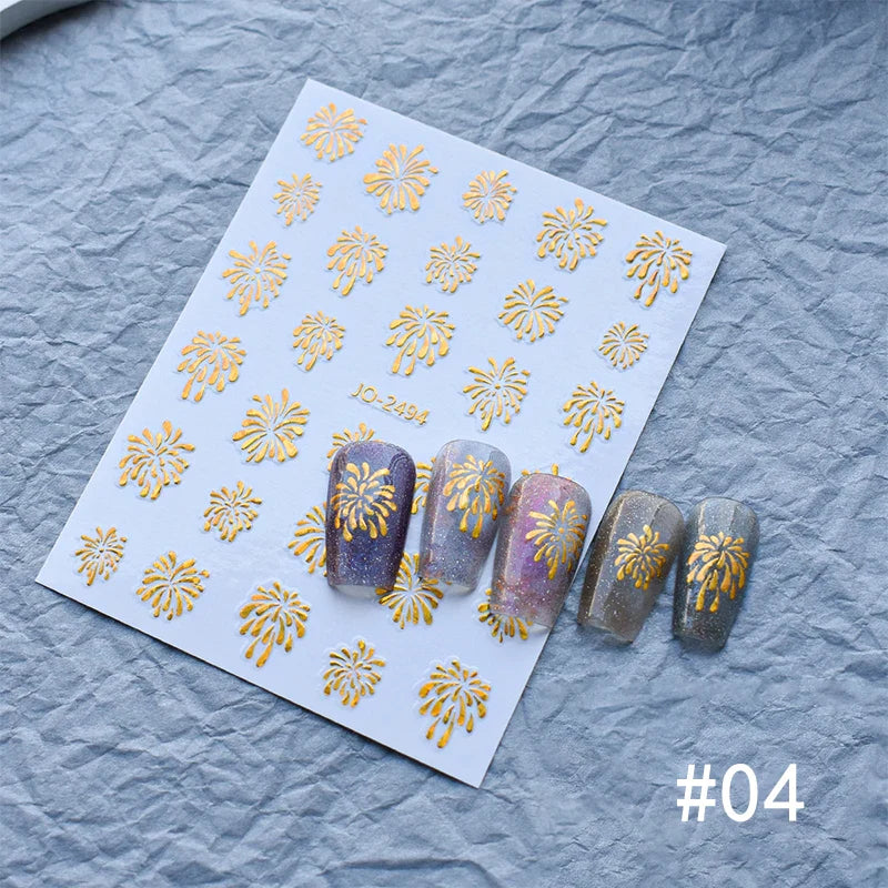 Aichashi 3D Laser Sakura Flower Nail Sticker Aurora Decals Glitter Star Butterfly Floral Adhesive Sliders Cherry Blooming Manicure