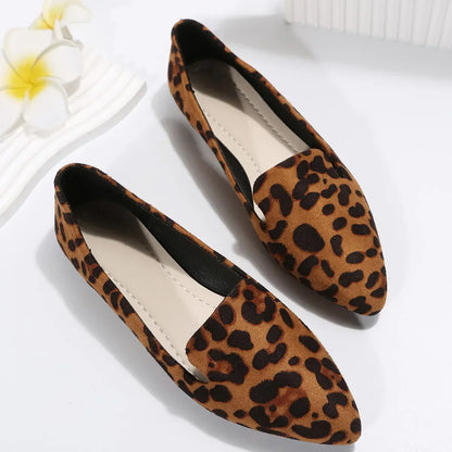 Aichashi Loafers Flats Leopard Pointed Toe Casual Women Shoes New Comfortable Walking Mujer Zapatos:Wear-resisting