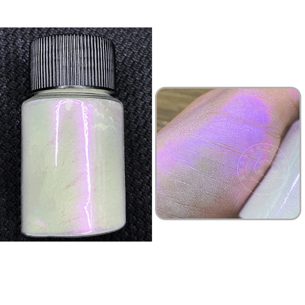 Aichashi 10g/Bottle Pearls White Nail Pigment Glitter Aurora Nail Powder Purple Chrome Glitter Pigment Dust UV Manicure Dip Powder