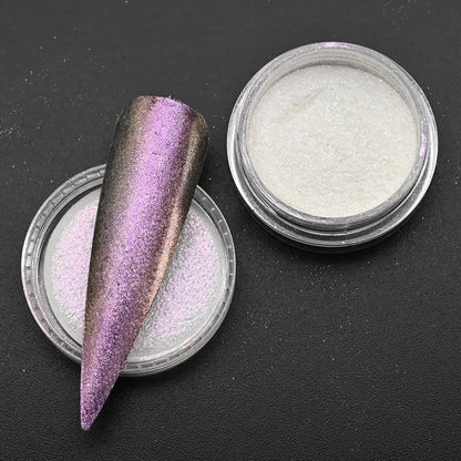 0.2g/jar Aurora Chrome Unicorn Nail Pigment Rainbow Mirror mermaid Nail Art Powder With 1-Sponge-Stick Unicorn Mirror Powder F-t