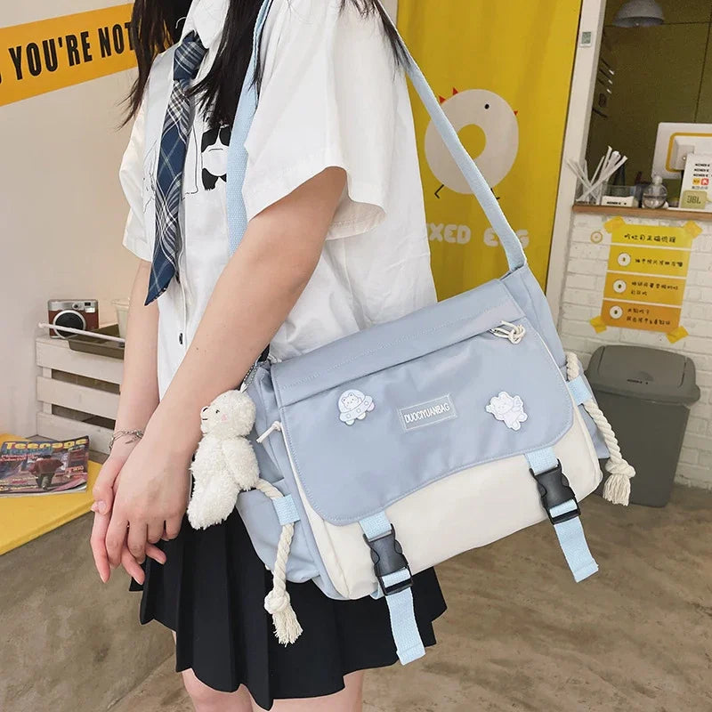 Aichashi BACK TO SCHOOL Korean Fashion Casual Big Bag Student School Bags for Teenage Girls Messenger Bag Shoulder Bag Crossbody Bags Women