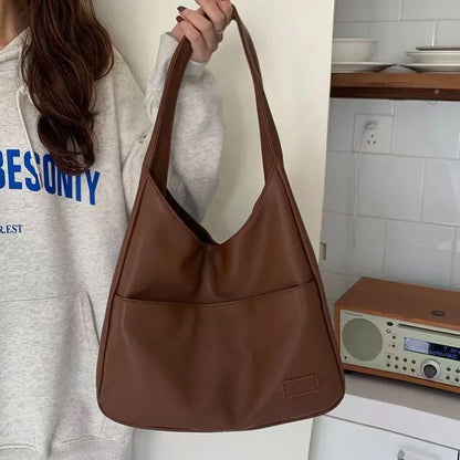 Aichashi Large Capacity Tote Bag Women's New Trendy Shoulder Bag Simple and Versatile Commuter Bag Fashion Trendy Student Classroom Bag