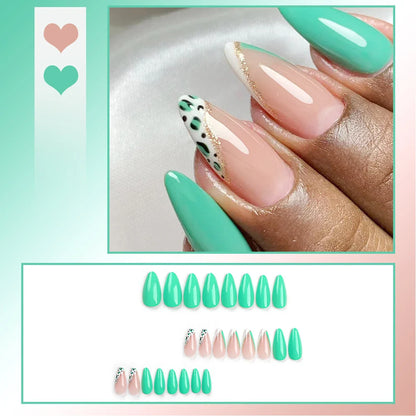 24PCS Sweet Strawberry Press on Nails French Pearl Design Almond False Nails Girl Gifts Detchable Full Cover Fake Nail Patches