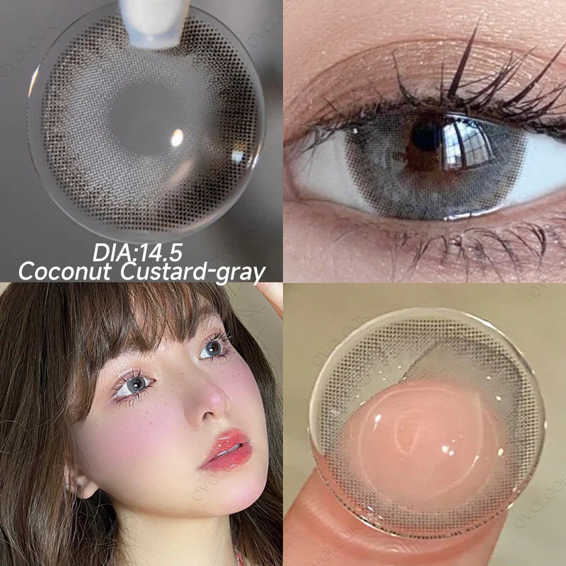 aichashi - 2PCS Beauty Brown Color Contact Lenses for Eyes Myopia Eye Color Lenses with Diopters Natural Pupils Mystical Blue Lens