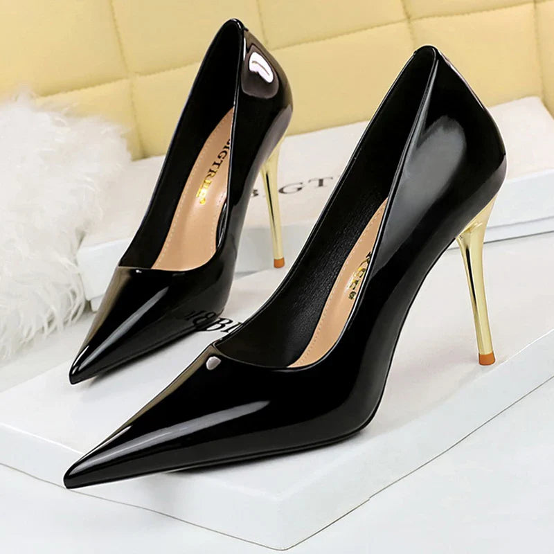 aichashi  -  Shoes Woman Pumps Patent Leather High Heels Shoes Women Occupation OL Office Shoes Stiletto Women Heels Plus Size 43