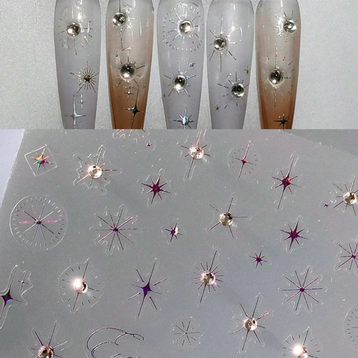 1pcs 5D Rhinestones Japanese Retro Wave Nail Art Stickers Gold Silver Self Adhesive Transfer Nail Decorations Slider Decals DIY