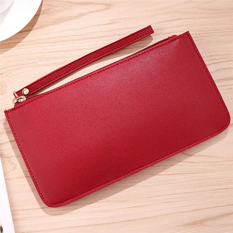 Aichashi Fashion Women PU Leather Zip Clutch Wallet Ladies Phone Storage Bags Long Purse Bag Handbag Card Holder 6 Colors