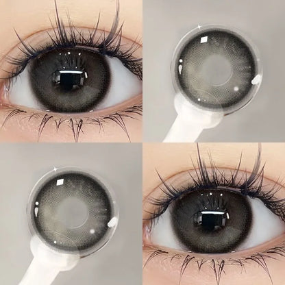 Aichashi 2PCS Korea Colored Contact Lenses Myopia Degree -0.00 to -8.00 Gray Eyes Beauty Pupil Brown Makeup Lens