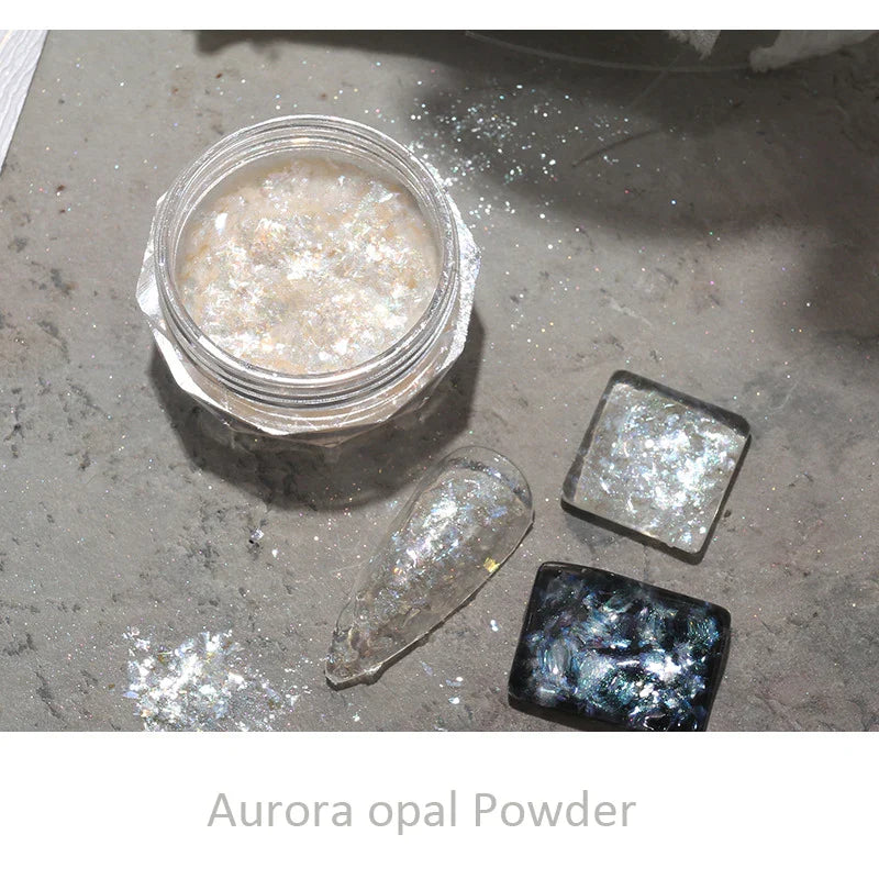 0.2g/jar Aurora Chrome Unicorn Nail Pigment Rainbow Mirror mermaid Nail Art Powder With 1-Sponge-Stick Unicorn Mirror Powder F-t