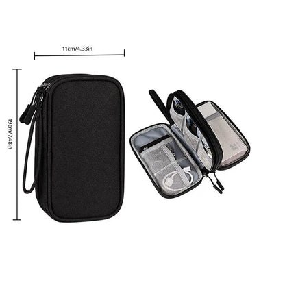 1pc Pink/Grey/Black/Navy Travel Portable Digital Product Storage Bag USB Data Cable Organizer Headset Charging Treasure Box Bag