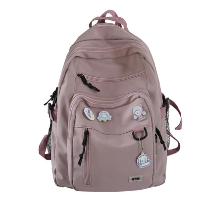 Aichashi BACK TO SCHOOL Fashion Big Student Backpack NEW Badge Rucksack Girls School Bag High Capacity Women Backpack Female Cute Leisure Travel Mochila