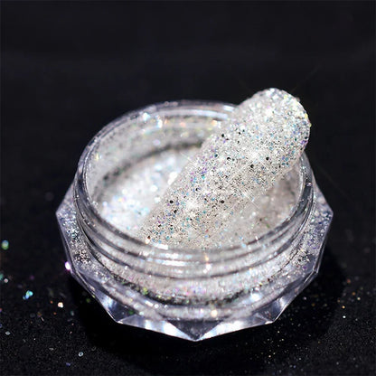 1Box Unicorn Holographic Nail Powder Silver Glitter Metallic Rub Dust Mirror Pigment Extra Fine Shiny Chrome For DIY Manicure*Y*