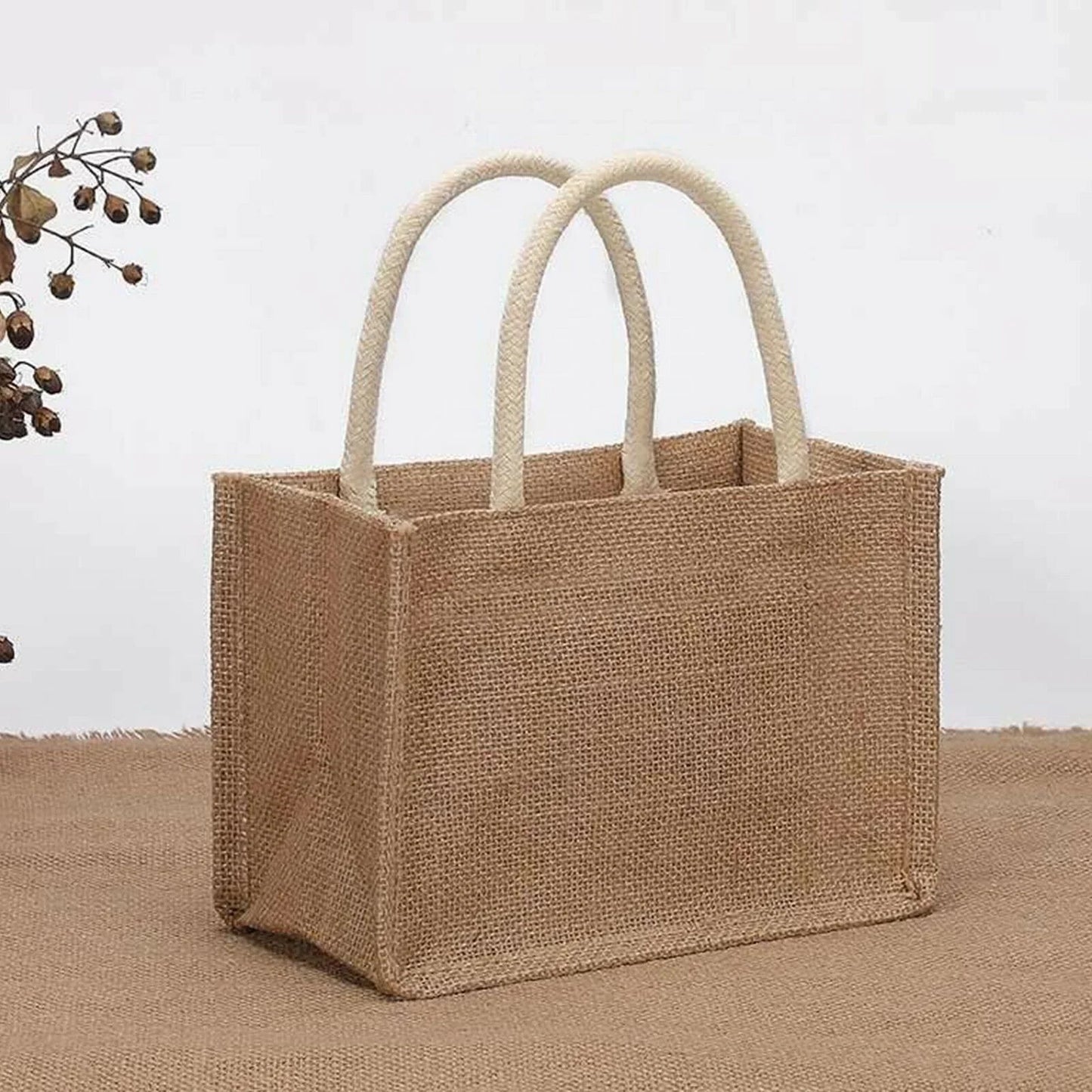 1Pcs Burlap Handbag Portable Linen Bag Retro Coarse Linen Jute Bag Reusable For Gift Bags Daily Sundries Storage Shopping Bags