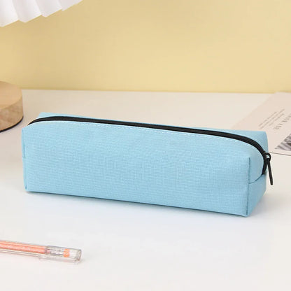 Aichashi BACK TO SCHOOL Solid Color Pencil Case Simple Pencil Bags For Student New Stationery School Supplies Kids Gift Zipper Big Cosmetic Bag