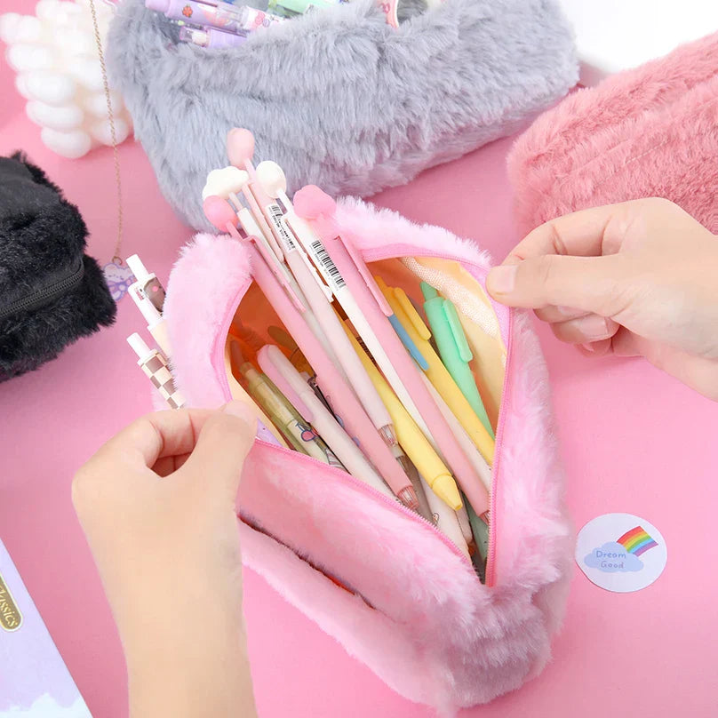 Aichashi BACK TO SCHOOL Large Capacity Pencil Case Kawaii Stationery Pen Case Estuches Escolares Plush Pencil Pouch School Supplies Trousse Pencilcase