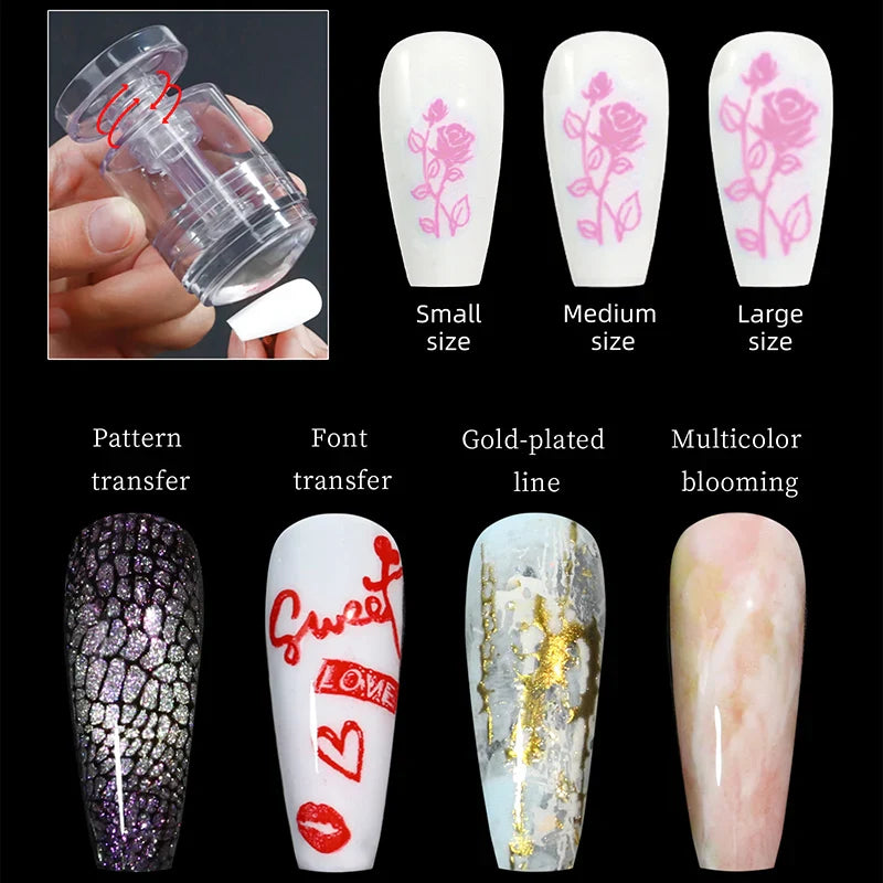 Aichashi New Rotatable Transparent Stamps Variable Pattern Size Silicone Fingertip Printing French Nail Seal Stamper Scraper Tool