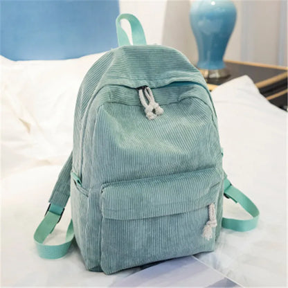 Aichashi BACK TO SCHOOL Personalized Corduroy Women Schoolbag Backpack Training Anti-theft Shoulder Bag For Teenager Knapsack Unisex Classic Campus Port