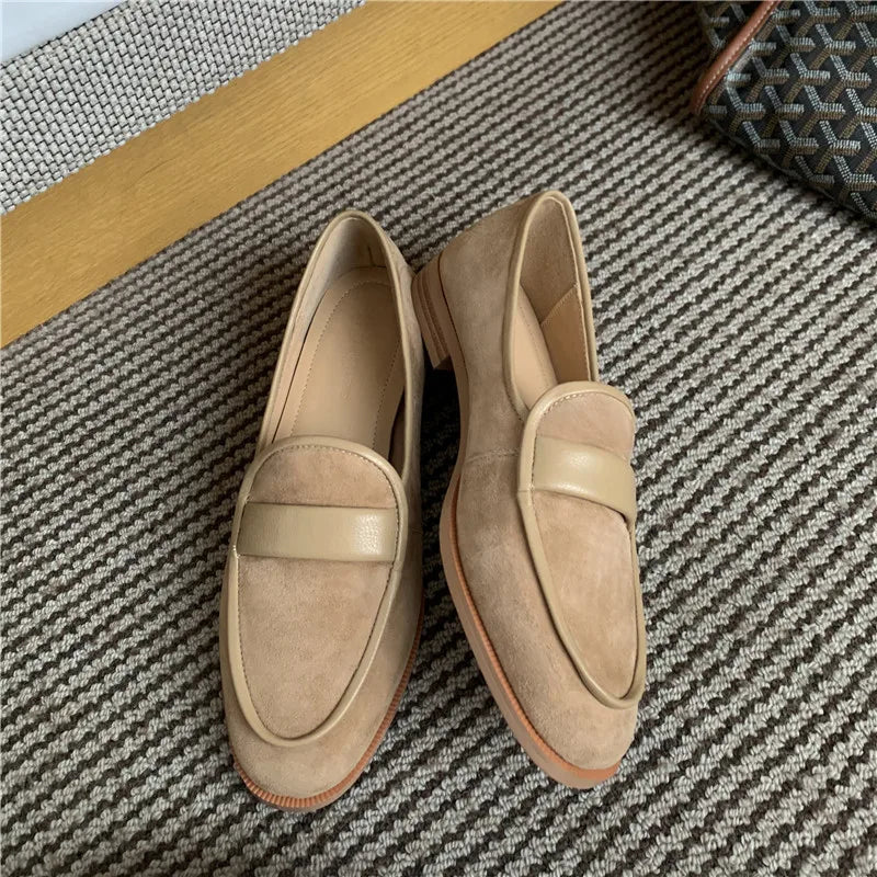 Aichashi New Spring Suede Leather Women Shoes Casual Slip-On Loafers Comfortable Simple Shoes Round Toe Shoes Woman Zapatos De Mujer