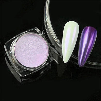 Aurora Pearl White Nails Glitter Dust Chrome Moonlight White Rubbing on Powder Shell Mirror Pigment Nail Art Supplies Decoration