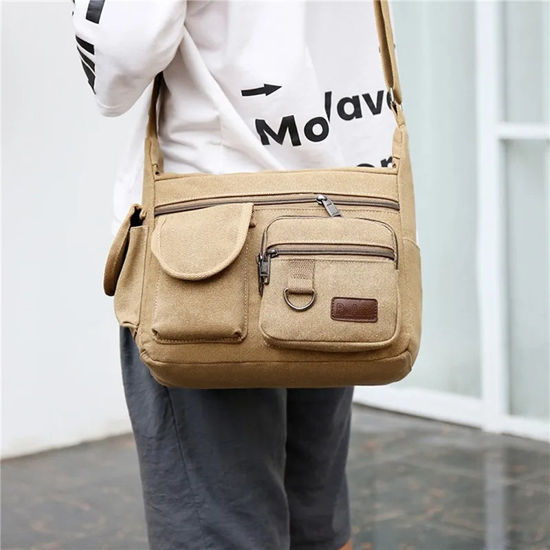 Aichashi Men Canvas Shoulder Bags Casual Tote Travel Men's Crossbody Bag Luxury Messenger Bags Fashion High Quality Handbag