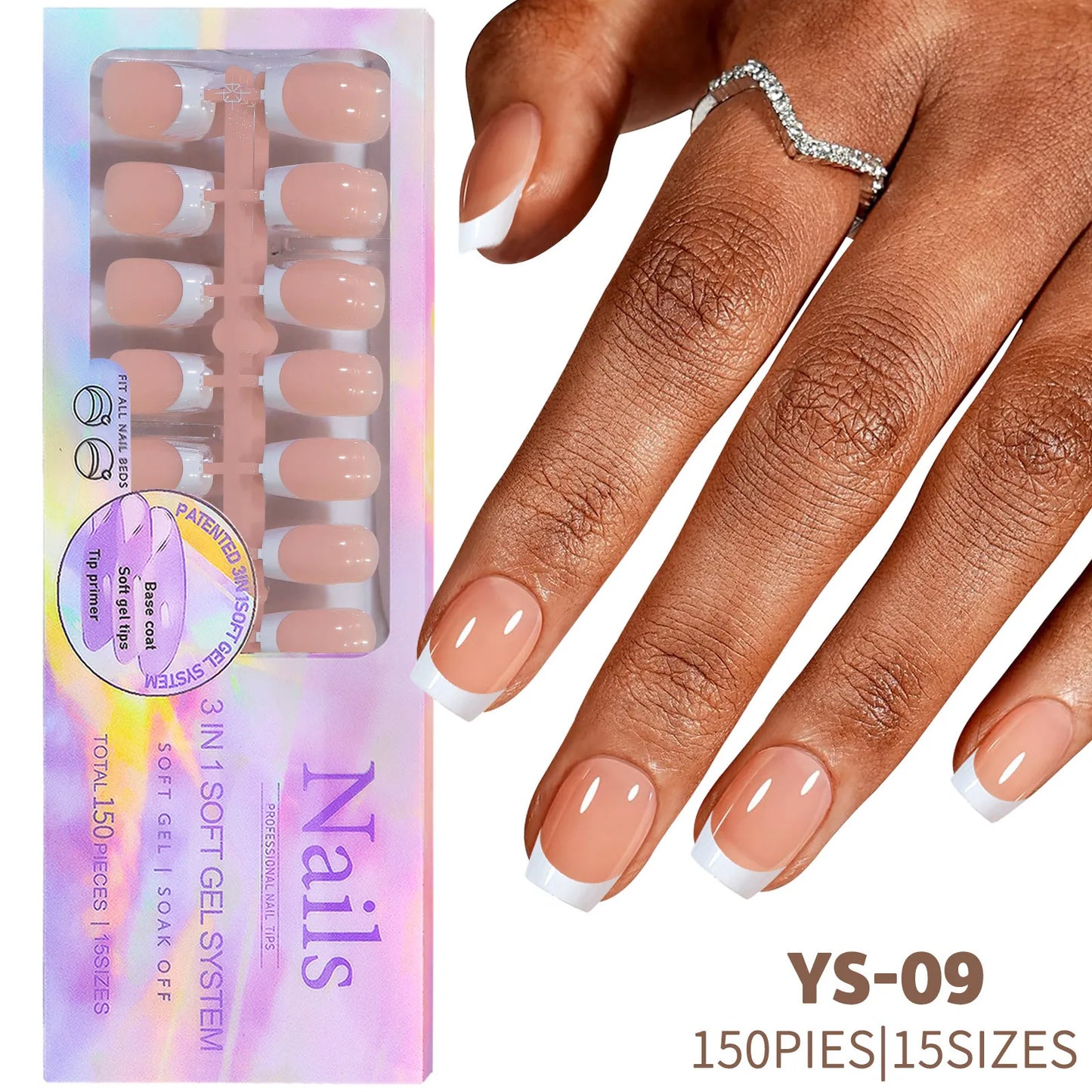 Aichashi 150pcs/Boxed French Gel Tips Press On Nails Black Coffee Almond Nails 15 Sizes Pre-applied Fake Nails For Manicure Extension