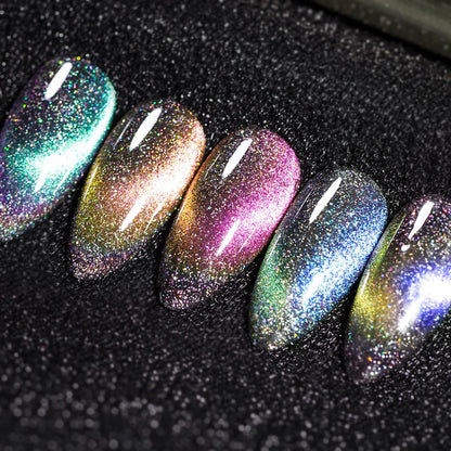 Aichashi 7.5ml Double Light Reflective Magnetic Gel Sparkling Rainbow Soak Off Semi Permanent Nail Art Disco Flashing Cat Eye Gel