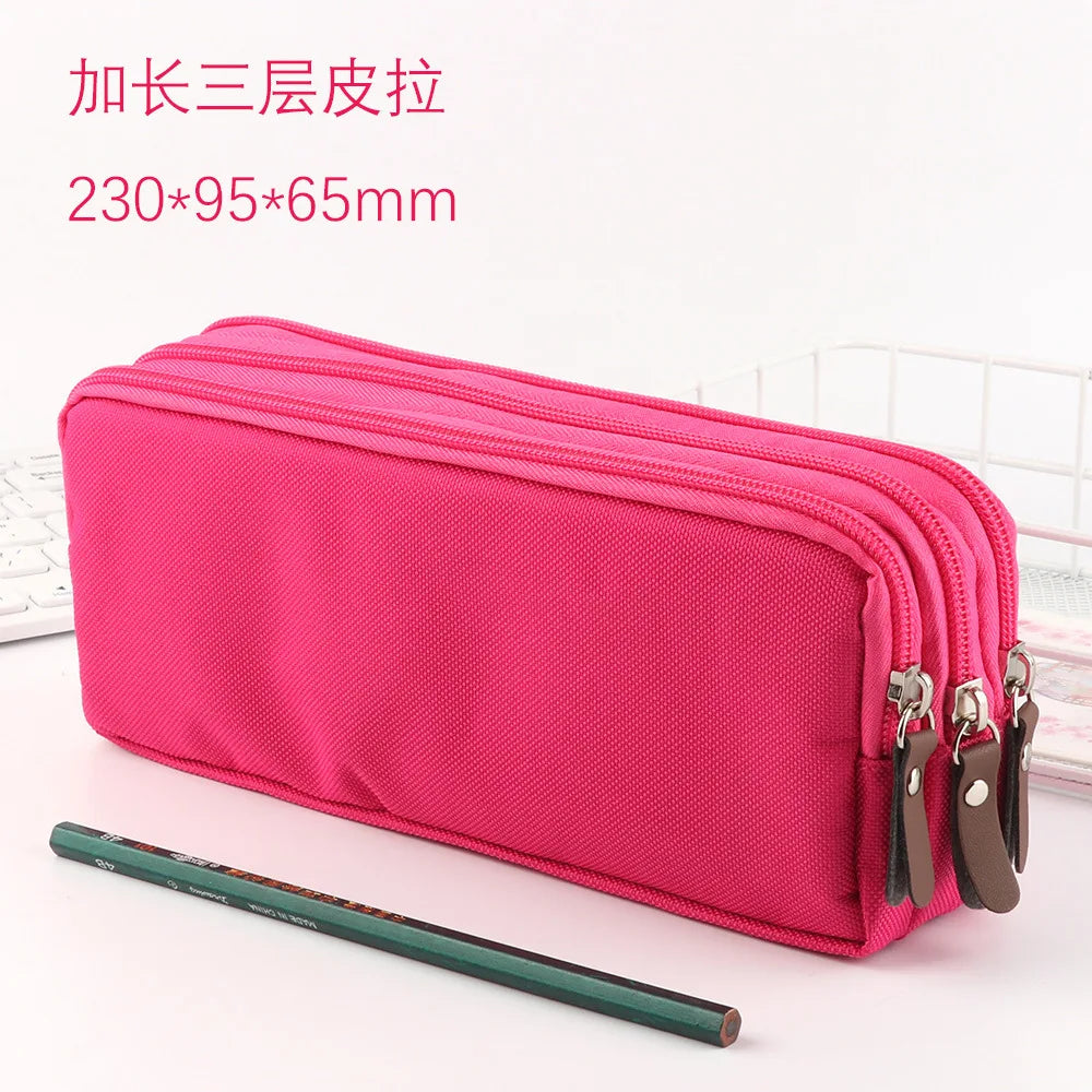 Aichashi BACK TO SCHOOL 3 Zippers Pencil Case School Supplies Trousse Scolaire Korean Stationery Large Capacity Pencil Pouch Estuche Kalemlik Pencilcase