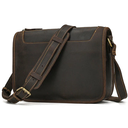 Aichashi Retro Leather Shoulder Bag Vintage Crazy Horse Leather Cross Body Bags Messenger Bag Casual Shoulder Bags for Mens Male Bags