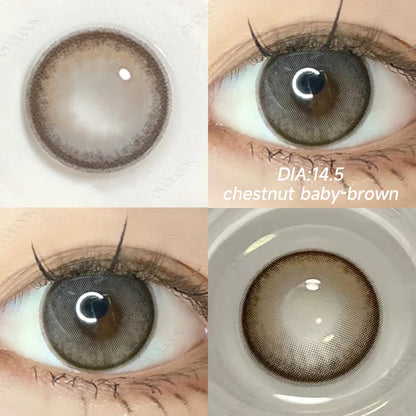 aichashi - 2PCS Beauty Brown Color Contact Lenses for Eyes Myopia Eye Color Lenses with Diopters Natural Pupils Mystical Blue Lens