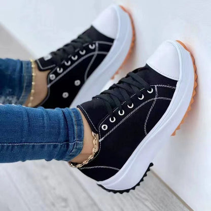 Aichashi New Woman Platform Sneakers Women Casual Shoes Female Canvas Shoes Tennis Ladies Shoes Chunky Sneakers Lace Up Shoe Plus Size