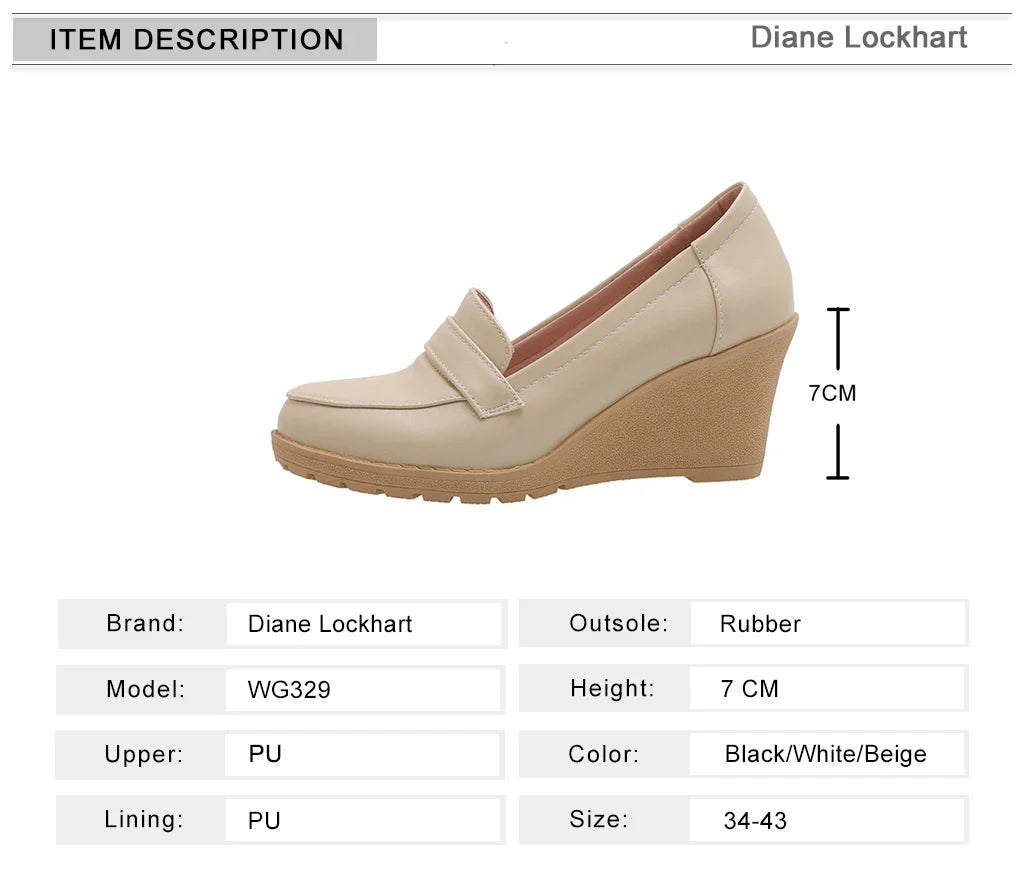 aichashi  -  Spring New Women Wedges Loafers Ladies Casual PU Leather Shoes Office Work Boat Classics High Heels Female Platform Pumps