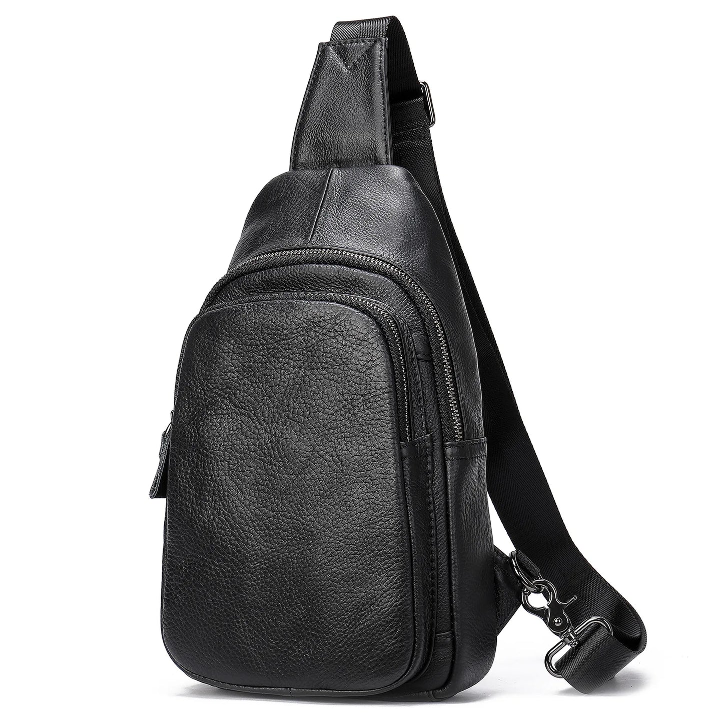 Aichashi Summer New Arrivals Men Chest Bag Genuine Leather Soft Cowhide Leather Chest Pack Crossbody Male Bags Black Coffee Sling Bag