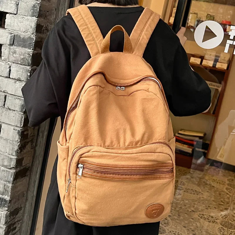 Aichashi BACK TO SCHOOL Trendy Female Canvas Laptop College Backpack Cool Lady Vintage Book Bag New Women Cute Student Backpack Fashion Girl School Bags