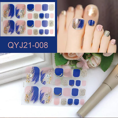 Aichashi 22 Tips Toe Nail Wraps Full Cover Nails Sticker Art Decorations Manicure Nail Vinyls Adhesive Nails Deco For Women Girls DIY