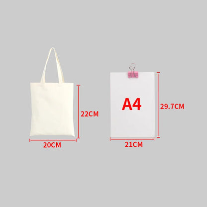 Aichashi Large Capacity Canvas Shopping Bags DIY Painting Pattern Handbag Folding Eco-friendly Cotton Tote Bags