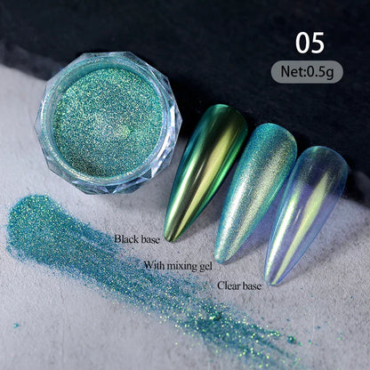 Aichashi Gradient Powder Pigment Pearl Rubbing on Nail Art Glitter Dust Aurora On Manicure Decoration Mirror Rubbing Neon Dust