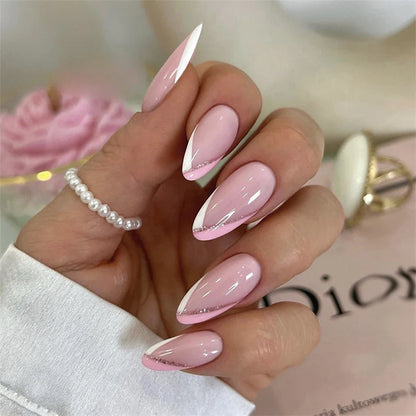 24Ps/Set Square Head Coffin Wearing False Nails Art Pink Matte French Fake Nails Leopard Artificial Acrylic White Press on Nails