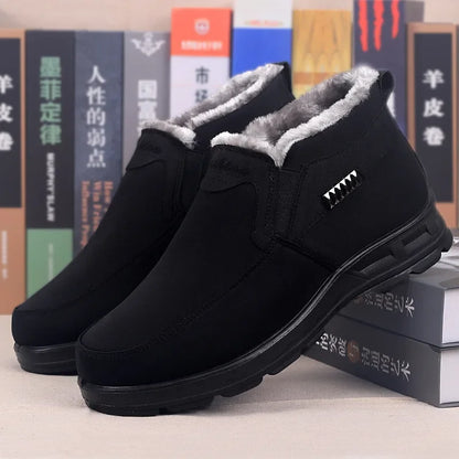 Aichashi Shoes for Men Winter Fashion Non-slip Cotton Shoes Men's Thickened Leather Waterproof Casual Snow Boots Zapatillas Hombre