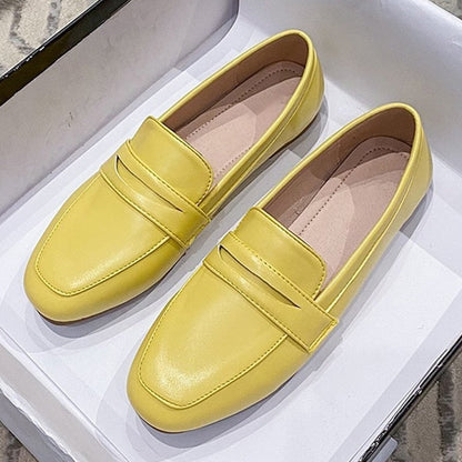 Aichashi Ladies Flat Loafers Fashion Shallow Bean Shoes Women's Shoes Spring and Autumn New PU Set Feet Ladies Comfortable Shoes