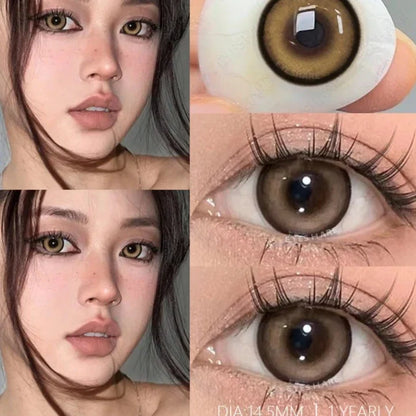 Aichashi 1Pair New Green Colored Contact Lens Gray Eye Lenses Brown Lenses High Quality Yearly Natural Contact Lenses for Eyes