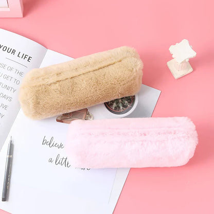 Aichashi BACK TO SCHOOL Pencil Case Black Cute Stationery Winter Pencilcase Trousse Scolaire Plush Pen Case Kalemlik School Supplies Pencil Pouch