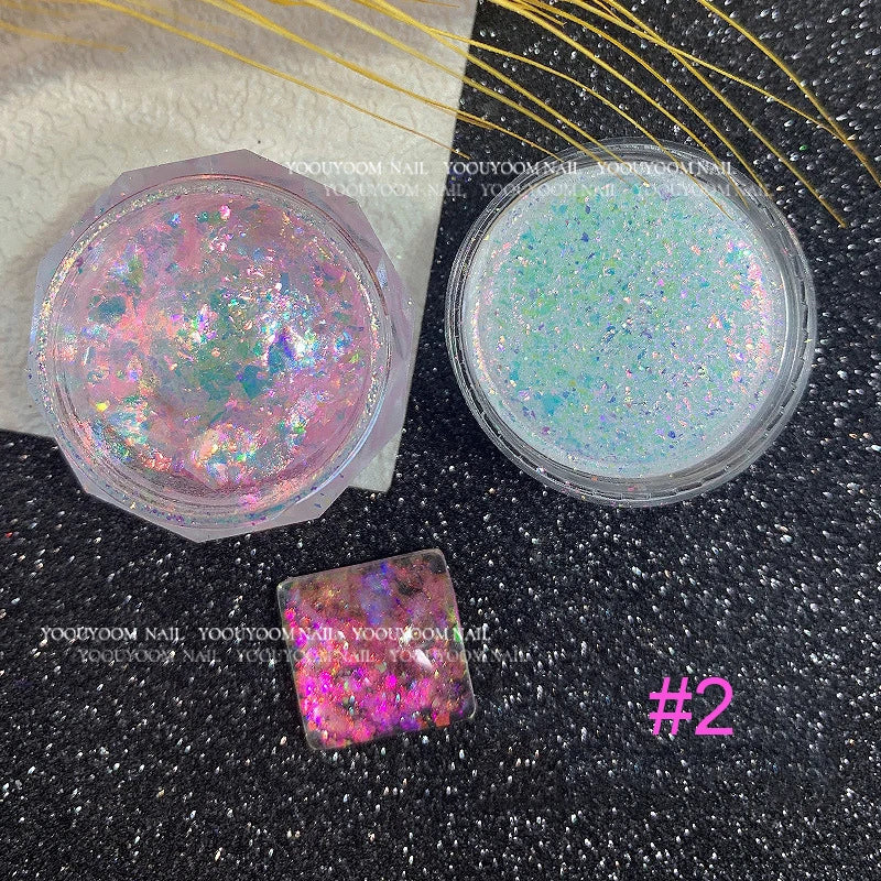 1Box Unicorn Holographic Nail Powder Silver Glitter Metallic Rub Dust Mirror Pigment Extra Fine Shiny Chrome For DIY Manicure*Y*