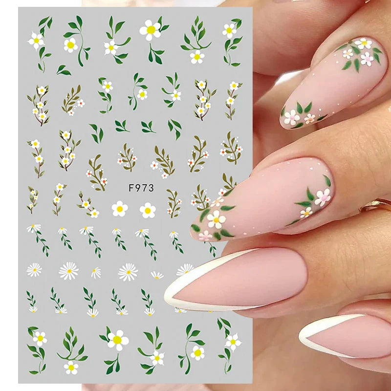 Aichashi 3D Laser Sakura Flower Nail Sticker Aurora Decals Glitter Star Butterfly Floral Adhesive Sliders Cherry Blooming Manicure