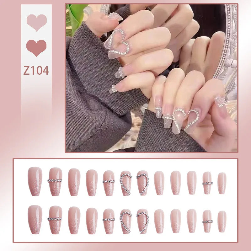 24pcs/box Fake Nails Short Detachable Finished Fingernails Ballet Wearable False Nails press on Square Head Full Cover Nails Tip